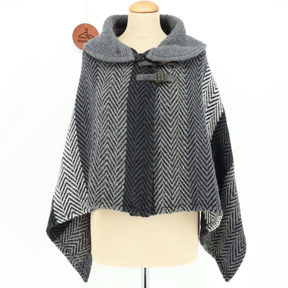 John Branigan Weavers Herringbone Wool Alpaca Poncho Cape Shawl Handmade Ireland